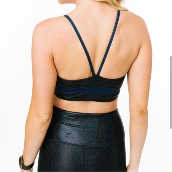 ZYIA Active Women's Twilight Luxe Sports Bra in Blue Glitter Sparkle. - Picture 3 of 8